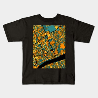 Detroit Map Pattern in Orange & Teal Kids T-Shirt